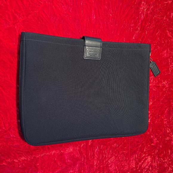 Coach Computer Sleeve Black Nylon + Leather - Picture 1 of 6